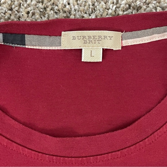 Burberry Brit Crew Neck Cuffed Sleeve Shirt Red Large - Picture 4 of 9